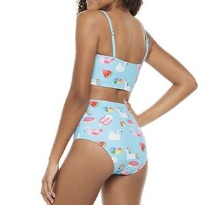 Undercurrent Juniors Print 2 Piece Convertible Bandeau Bikini Set Medium New